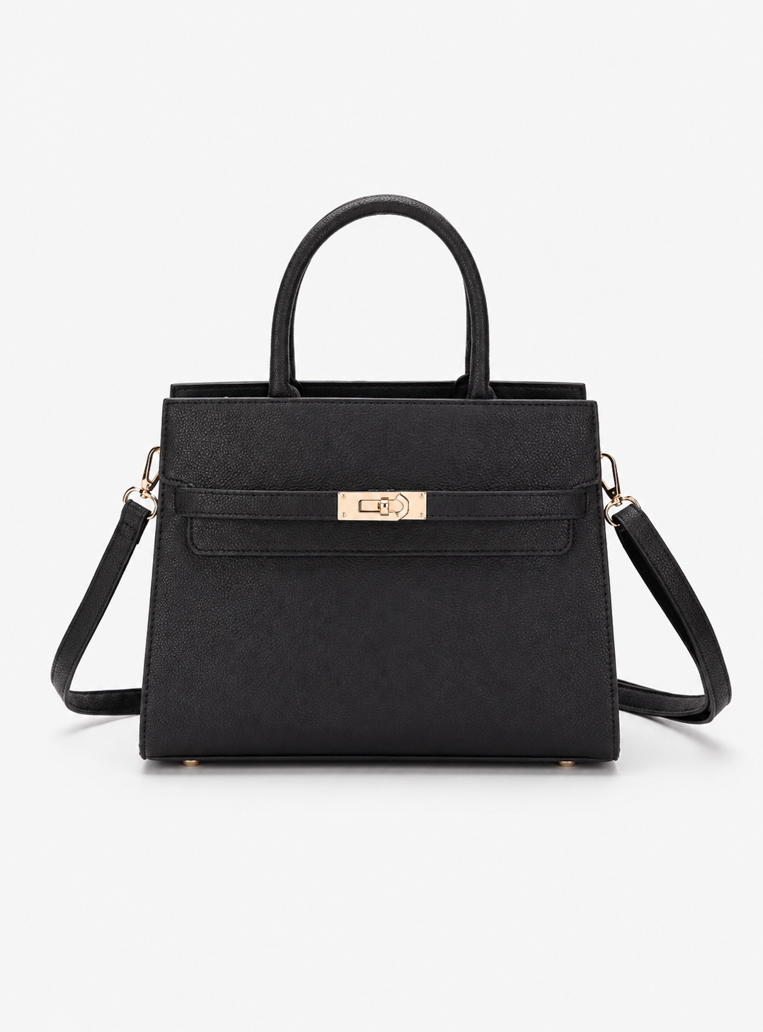 Women's Black PU Leather Shoulder Handbag  Casual Plain Ladies Purse