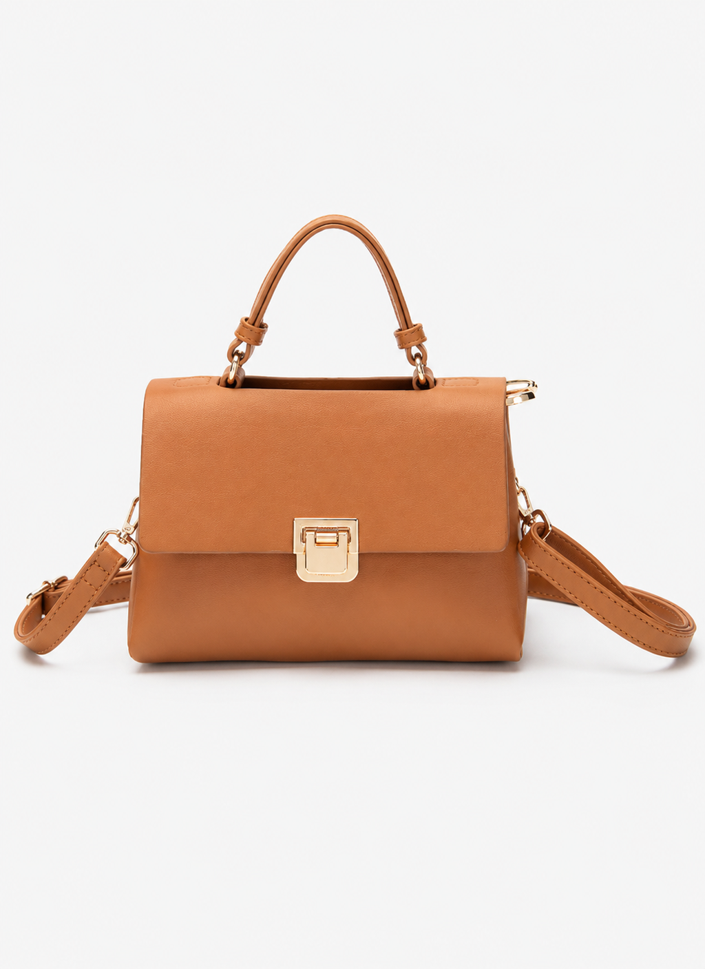 Women's Orange PU Leather Shoulder Handbag  Casual Plain Ladies Purse