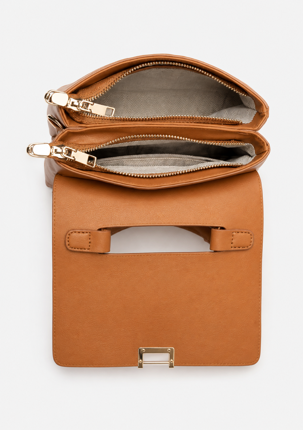 Women's Orange PU Leather Shoulder Handbag  Casual Plain Ladies Purse