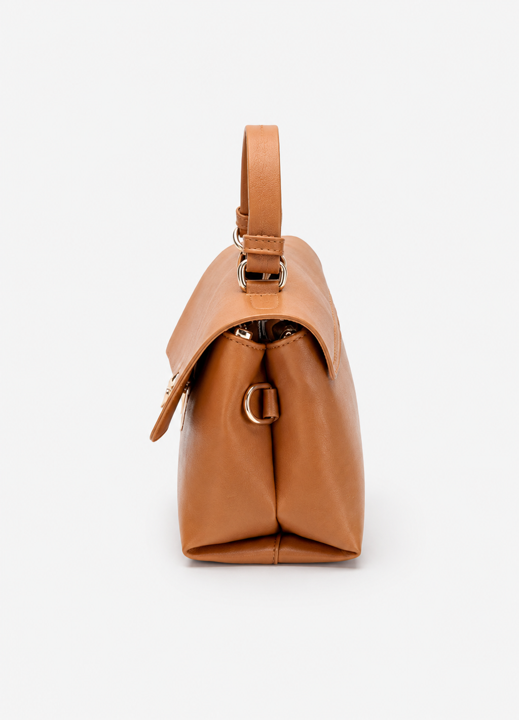 Women's Orange PU Leather Shoulder Handbag  Casual Plain Ladies Purse