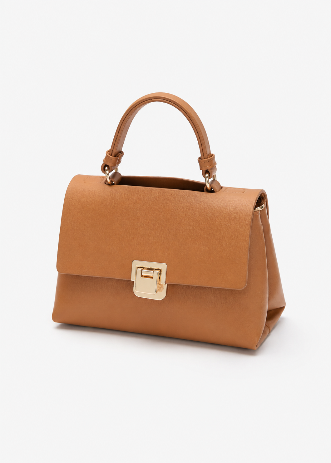 Women's Orange PU Leather Shoulder Handbag  Casual Plain Ladies Purse