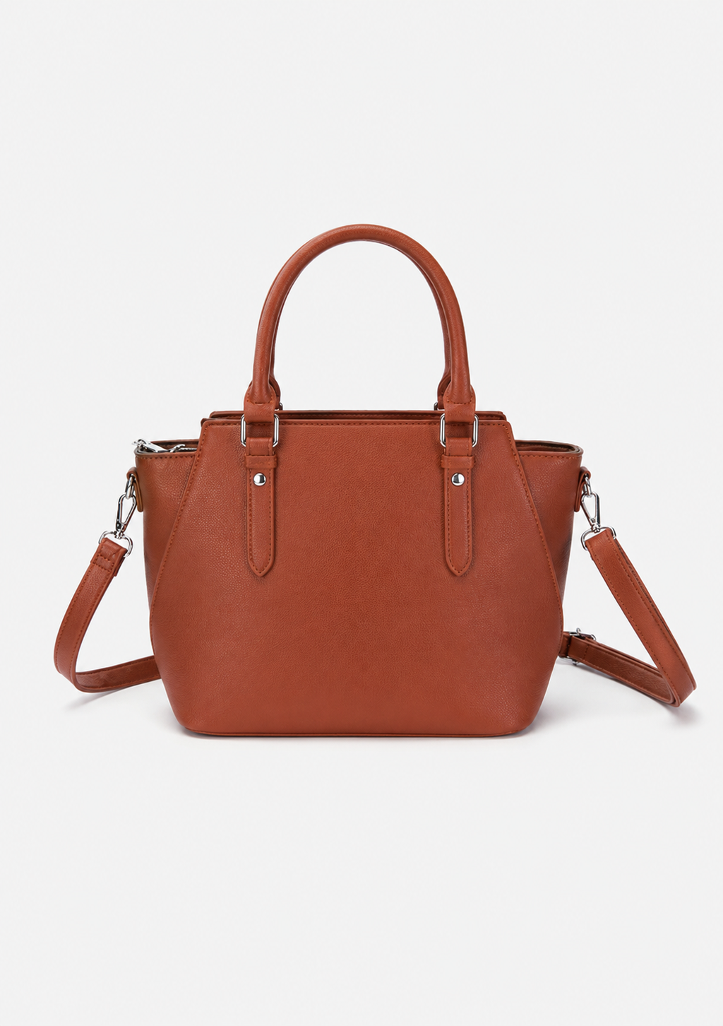 Women's Rust Orange PU Leather Shoulder Handbag  Casual Plain Ladies Purse