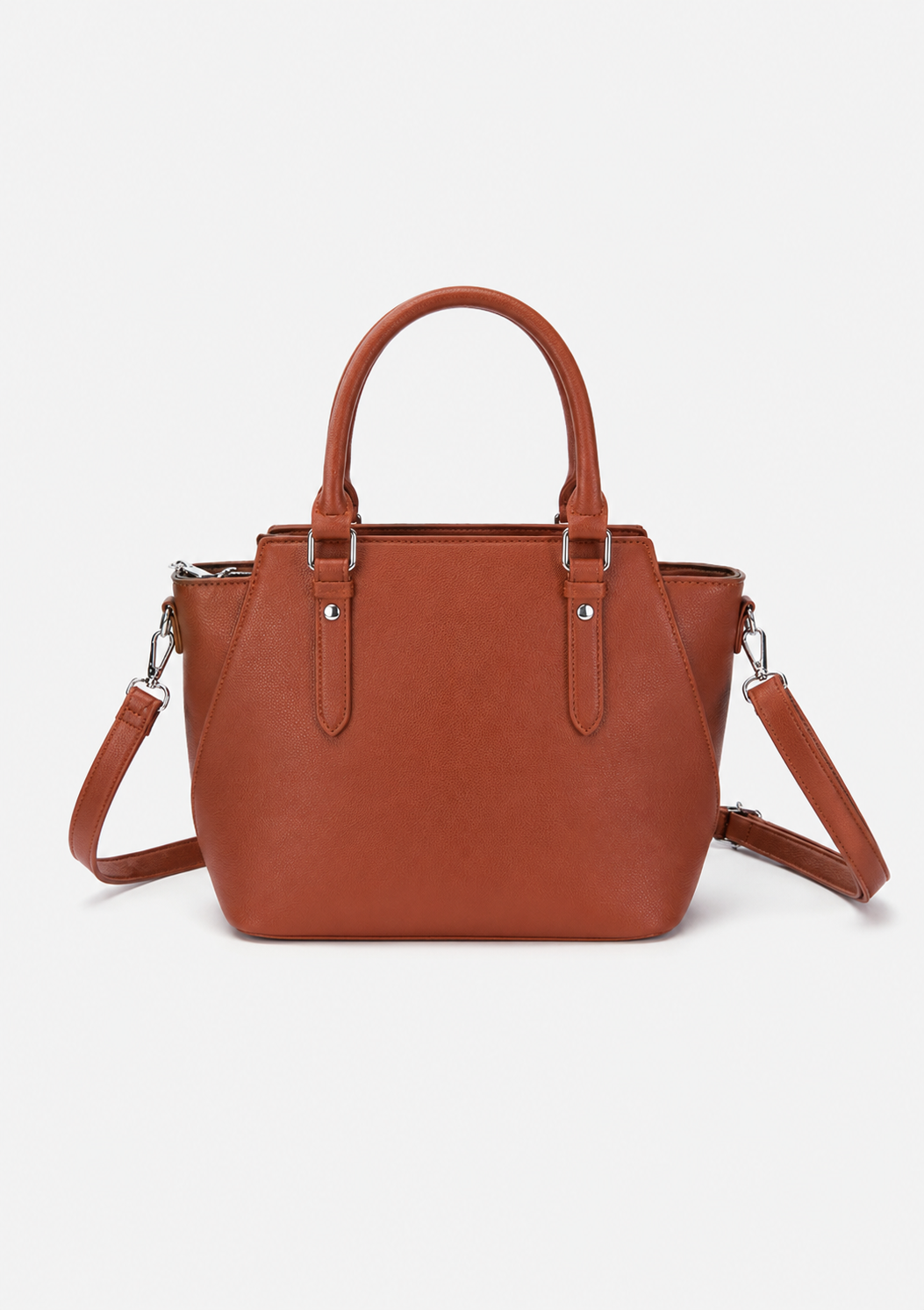 Women's Rust Orange PU Leather Shoulder Handbag  Casual Plain Ladies Purse