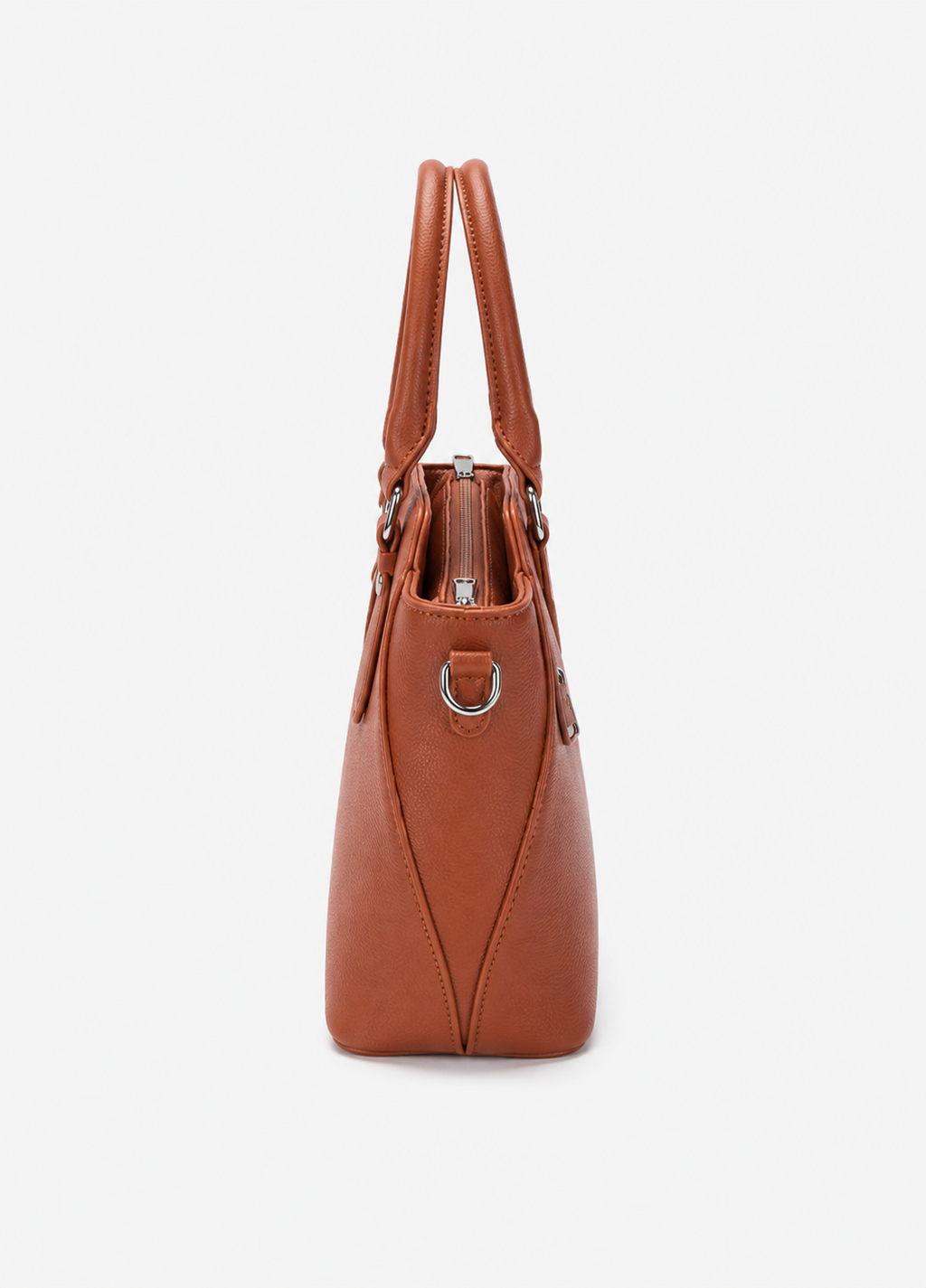 Women's Rust Orange PU Leather Shoulder Handbag  Casual Plain Ladies Purse