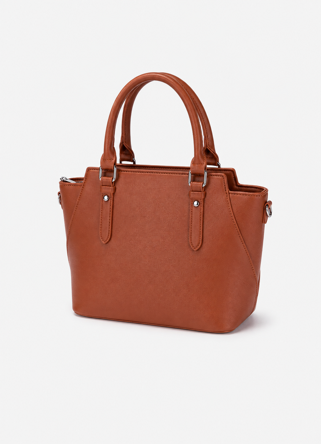 Women's Rust Orange PU Leather Shoulder Handbag  Casual Plain Ladies Purse